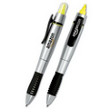 Silver Dual-Tip Pen & Hi-Liter w/ Black Grip
